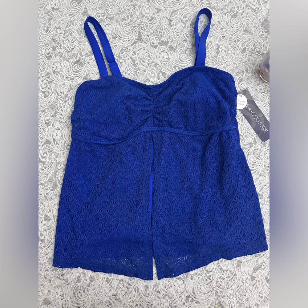 NWT Aqua Couture Blue Lace Swim Top Women Size 18W
